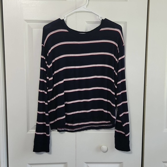 Aeropostale Women's Seriously Soft Tomboy Tee Size Med Long Sleeve Striped - Picture 1 of 8